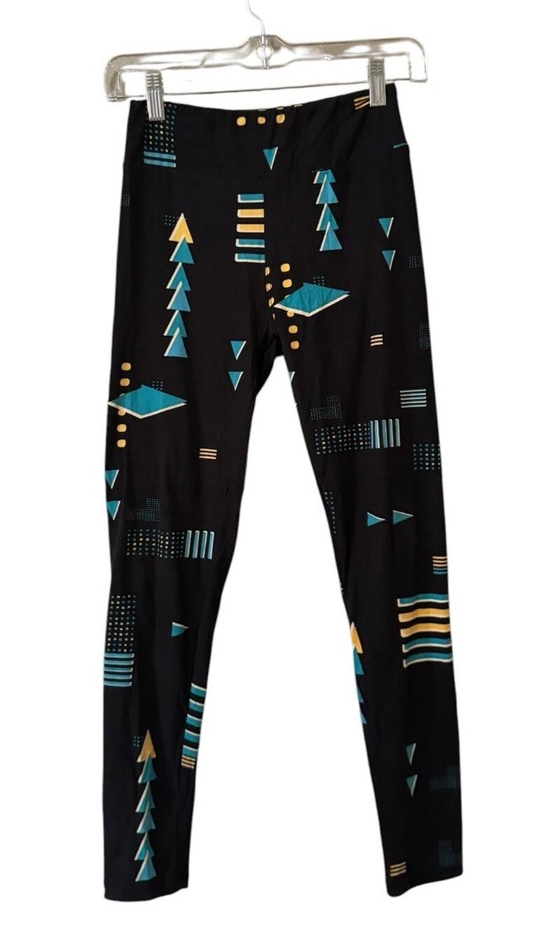 LulaRoe Women Sz OS Leggings Stretch Geometric Grunge Skater Streetwear Punk